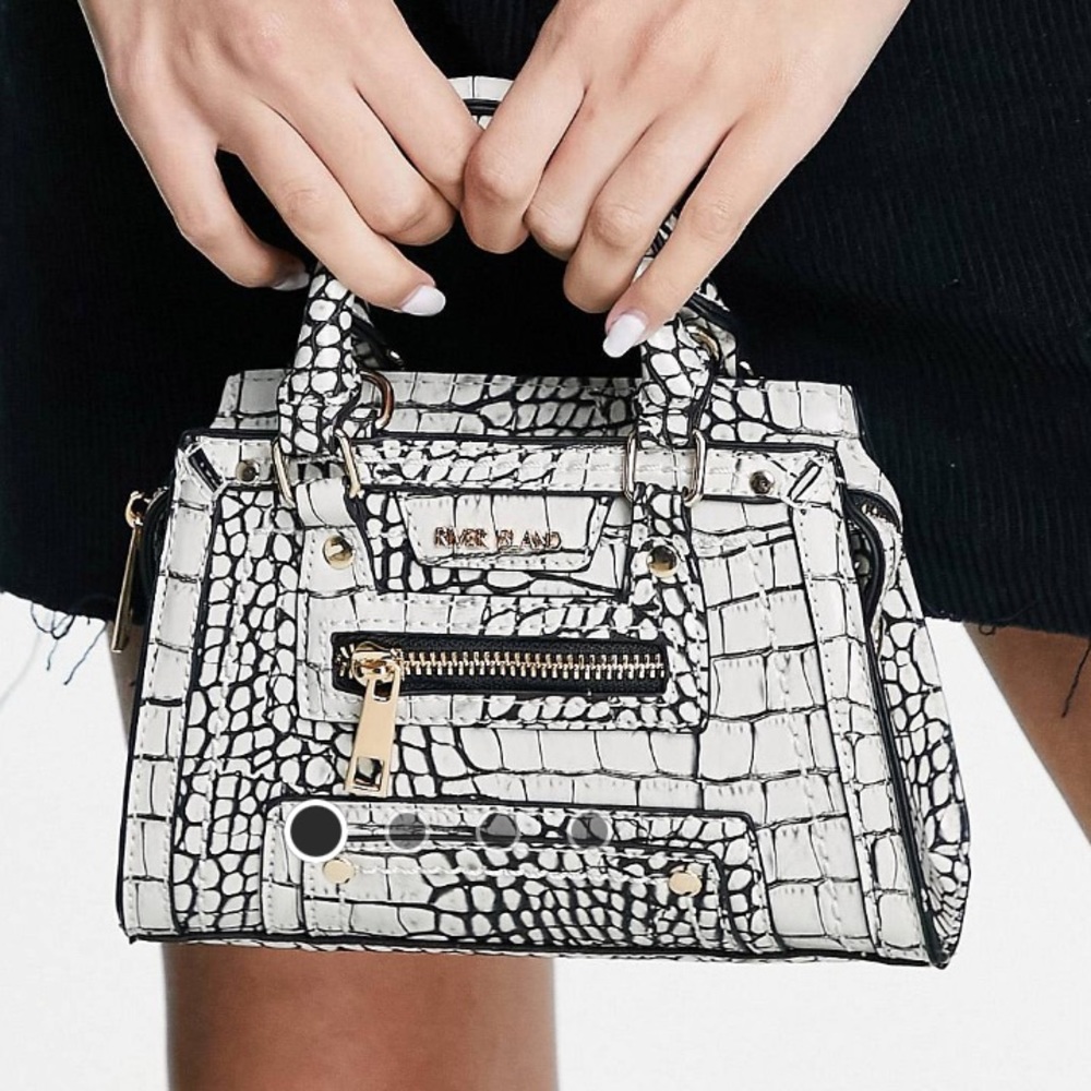 NEW River Island Mini Croc Zip Front Tote